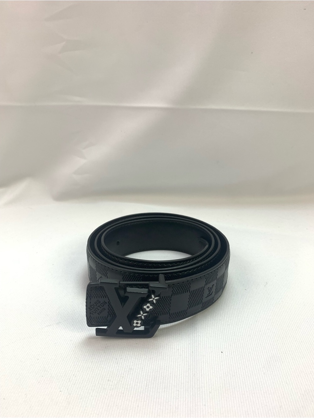 Louis Vuitton Black and Gray Damier Graphite LV Buckle Belt
